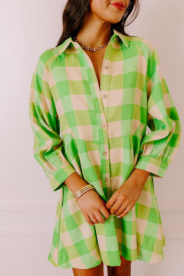 Impressions Picnic In The Park Mini Dress In Lime