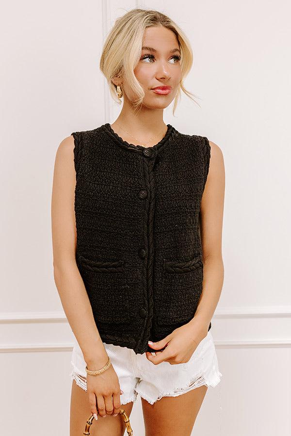 impressions Pier Cafe Cutie Knit Top in Black