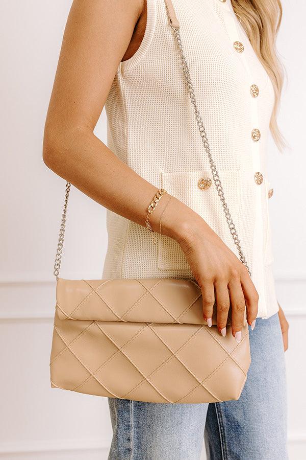 Impressions Posh Mode Faux Leather Clutch In Beige