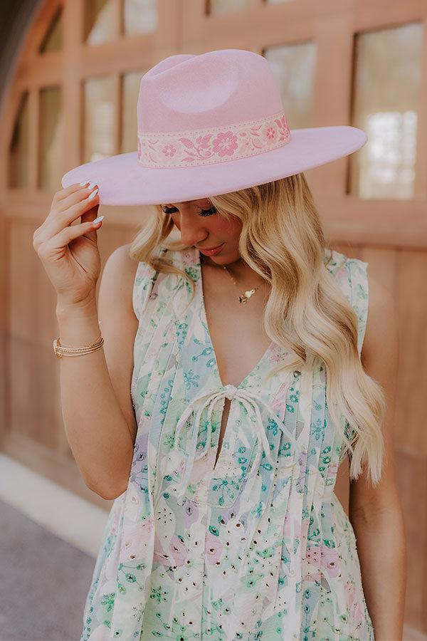 impressions Posh Moment Faux Suede Fedora in Pink