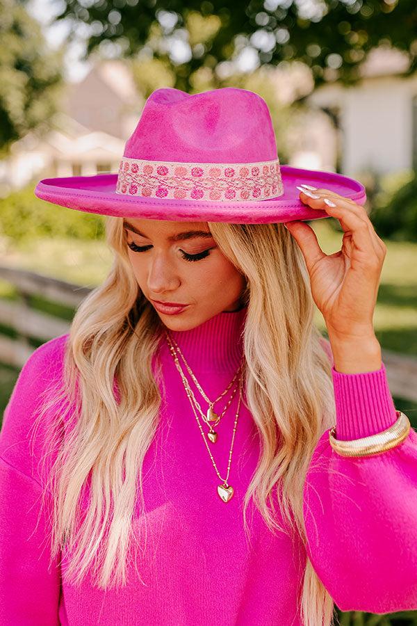 impressions Posh Moment Faux Suede Fedora in Pink