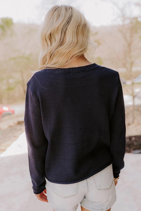 Impressions Sail Away Knit Sweater In Navy