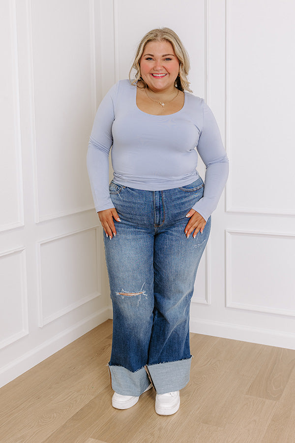 Impressions Sassy And Chic Top In Sky Blue Curves