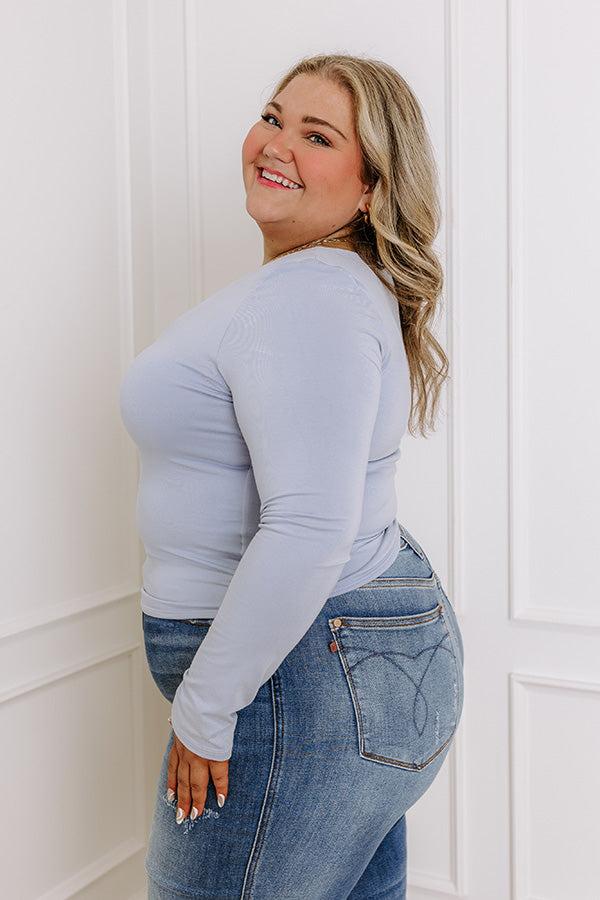 Impressions Sassy And Chic Top In Sky Blue Curves