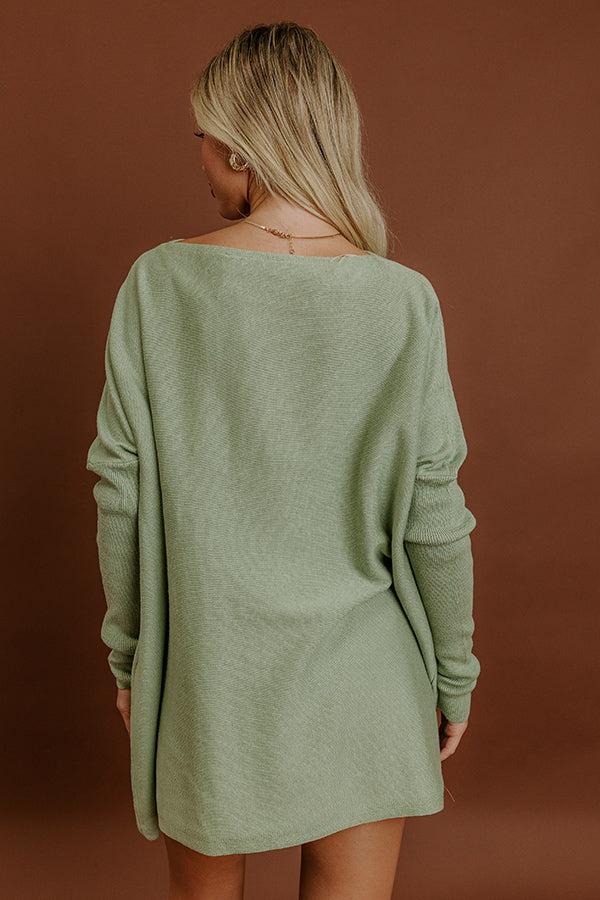 Impressions Simply Cozy Knit Sweater Top In Sage
