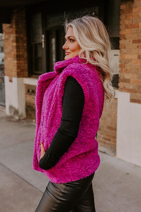 Impressions Snuggle Weather Sherpa Vest In Fuchsia