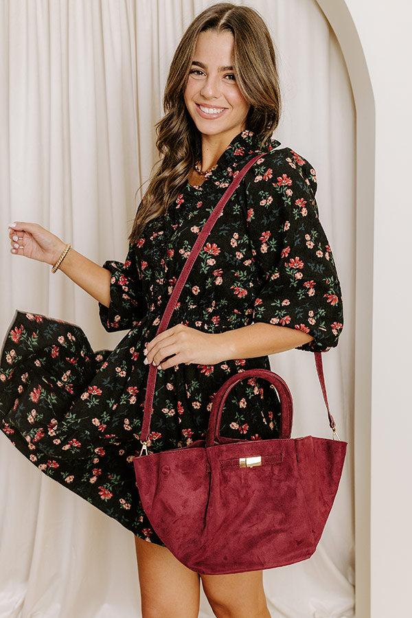 impressions Soho Stroll Faux Suede Tote in Wine