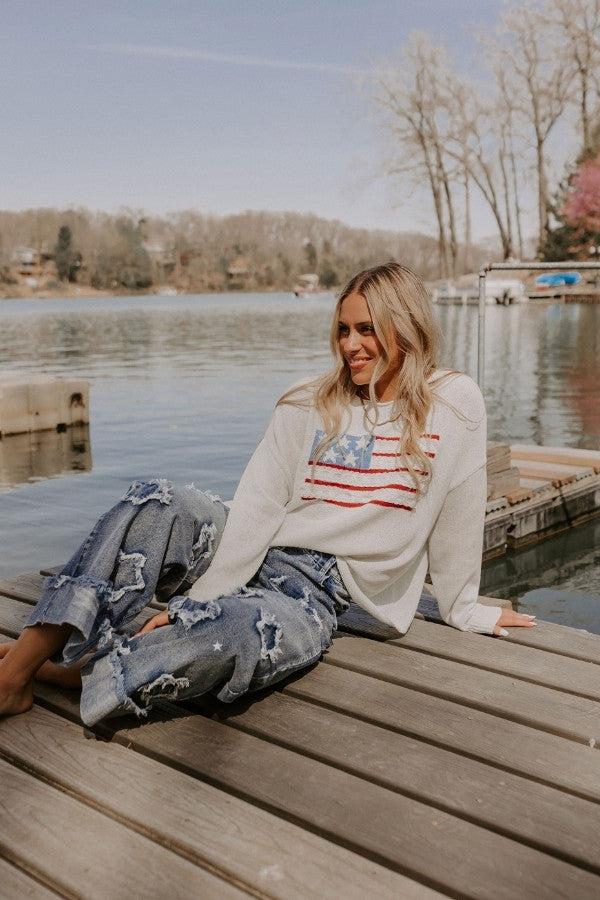 impressions Star-Spangled Evening Knit Sweater