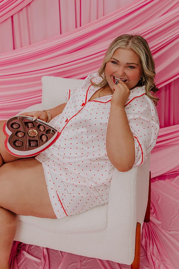 impressions Stolen Hearts Satin Pajama Top Curves