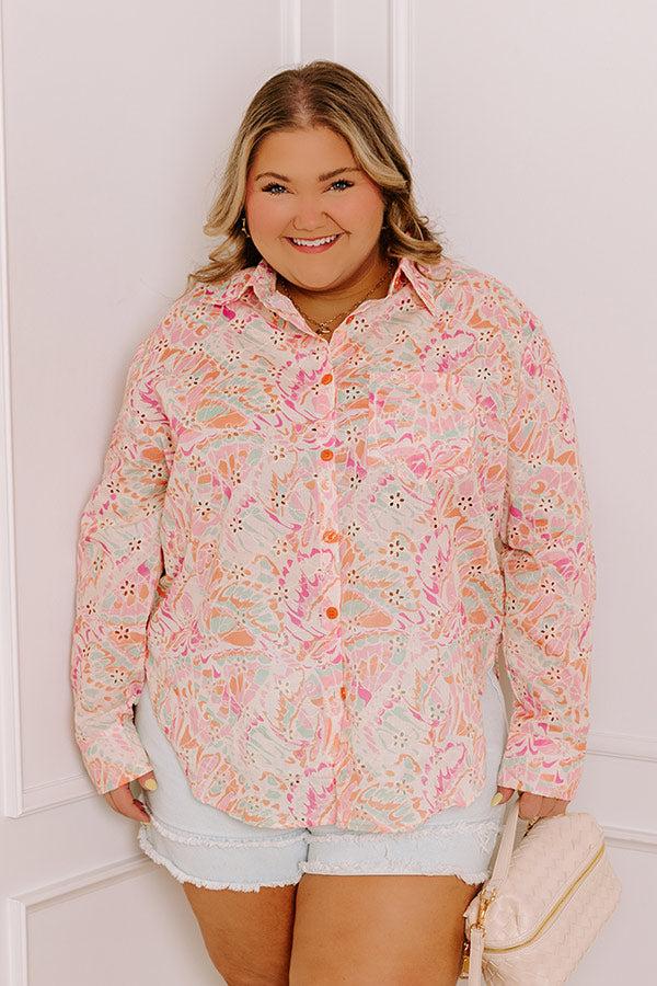 Impressions Summer Mirage Eyelet Button Up Curves