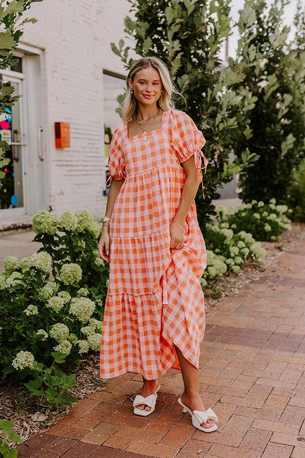 Impressions Sunkist Stroll Gingham Midi Dress