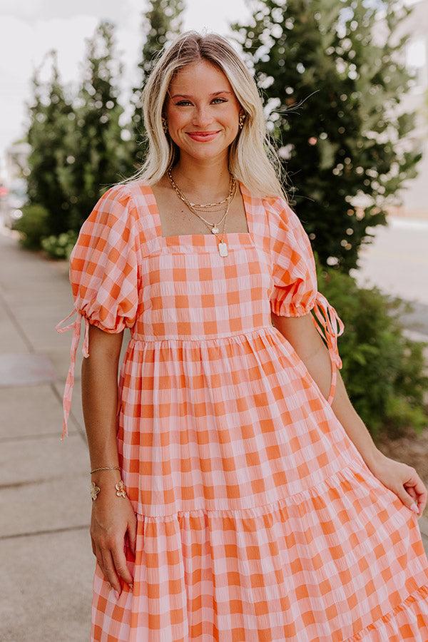 Impressions Sunkist Stroll Gingham Midi Dress