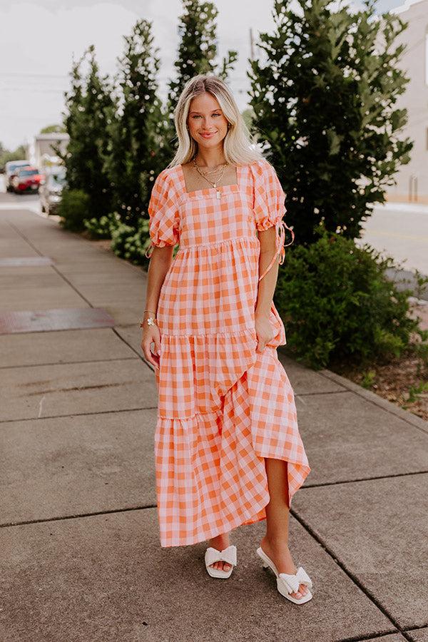 impressions Sunkist Stroll Gingham Midi Dress