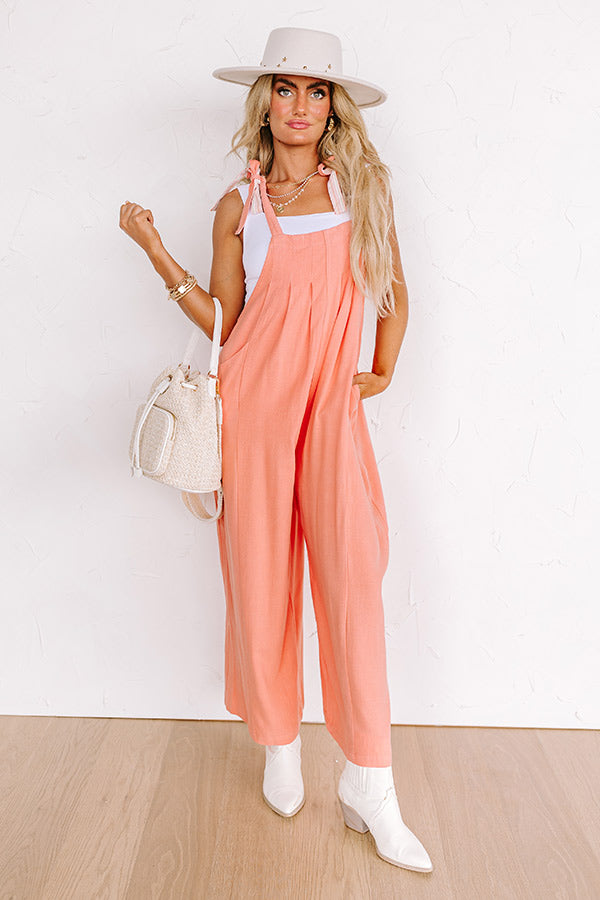 Impressions Sunny Days Ahead Jumpsuit In Coral