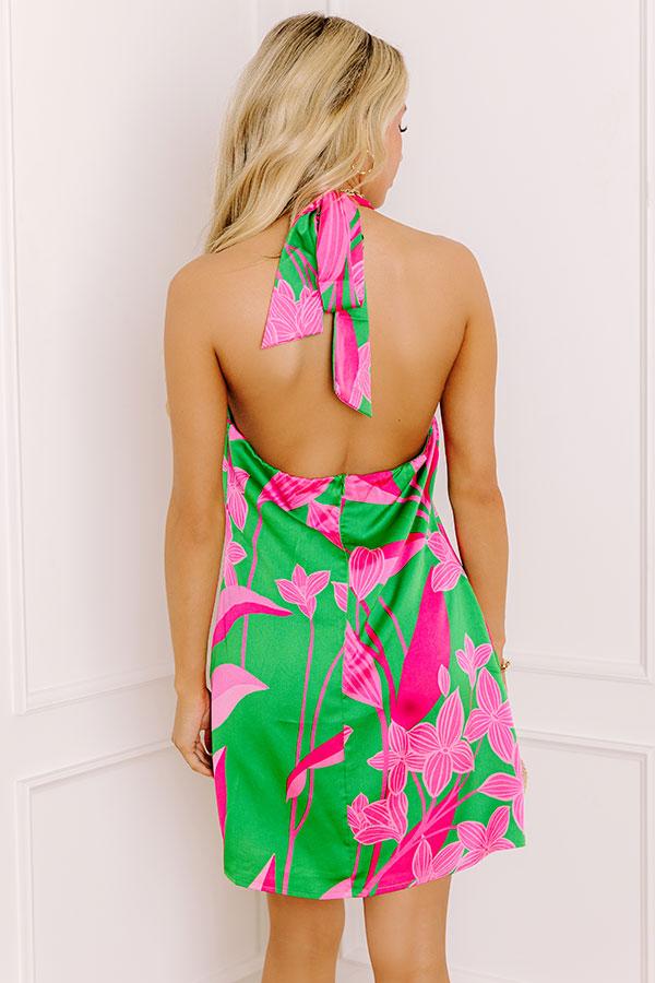 Impressions Sunset Sangria Satin Floral Mini Dress