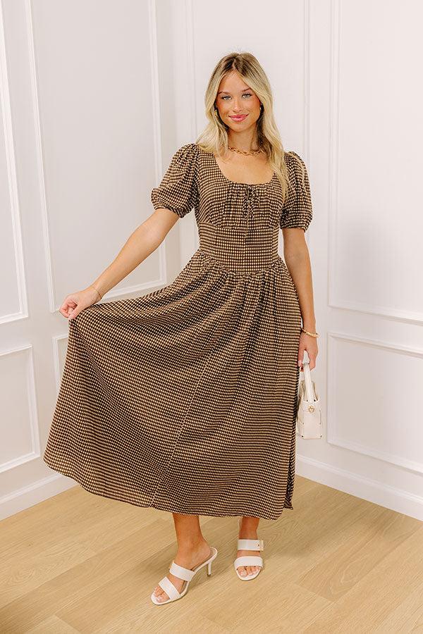 impressions Sweet Sunset Gingham Midi Dress