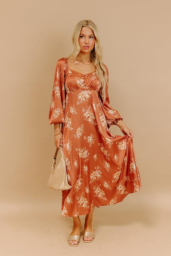 Impressions Sweet Whimsy Floral Satin Midi