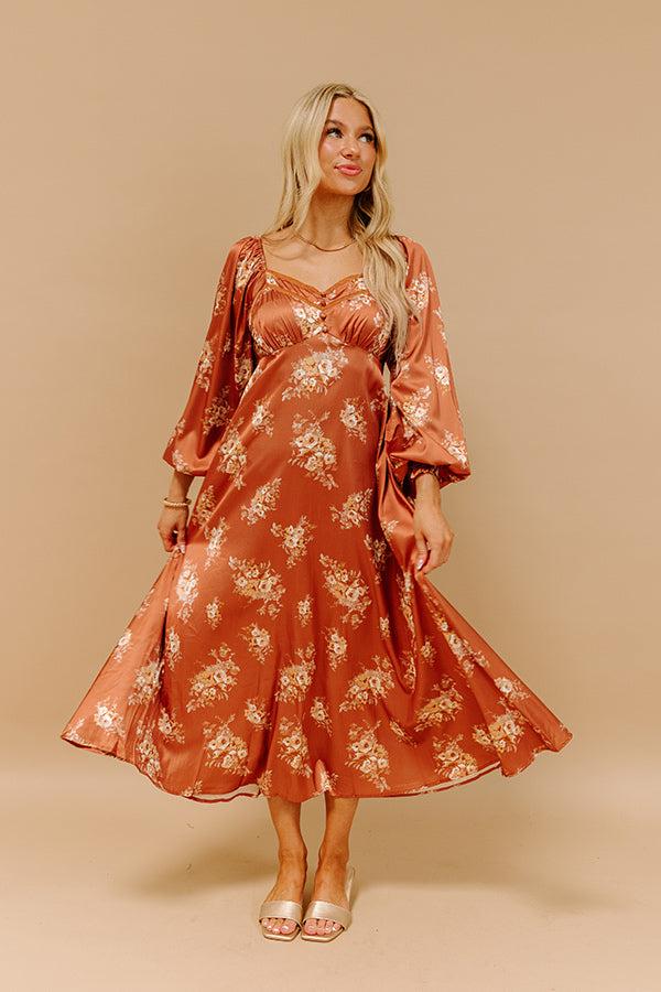 impressions Sweet Whimsy Floral Satin Midi