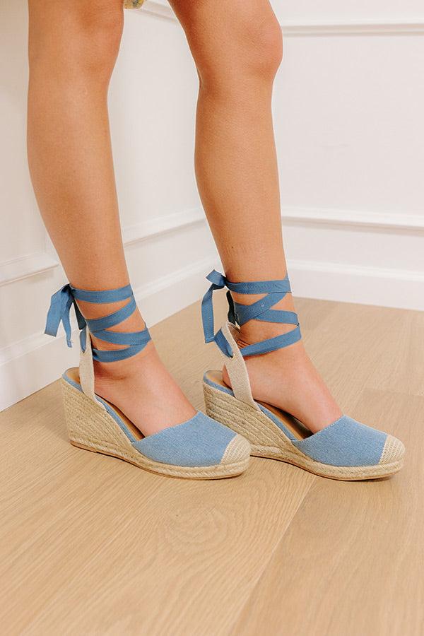 Impressions The Brianna Denim Wedge In Medium Wash