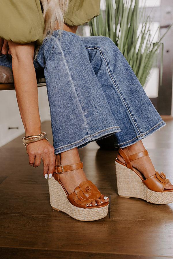 impressions The Flora Faux Leather Wedge in Brown