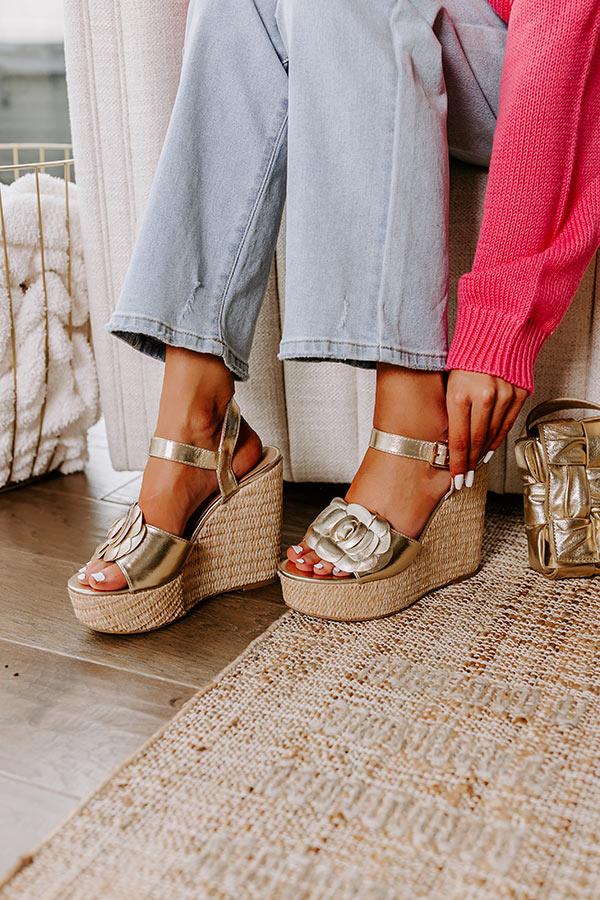 impressions The Flora Metallic Wedge in Gold