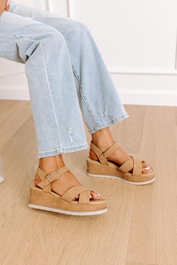 Impressions The Madison Faux Nubuck Wedge In Tan