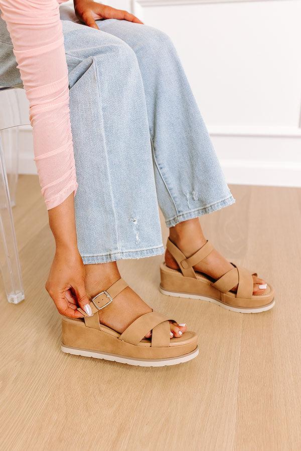impressions The Madison Faux Nubuck Wedge in Tan