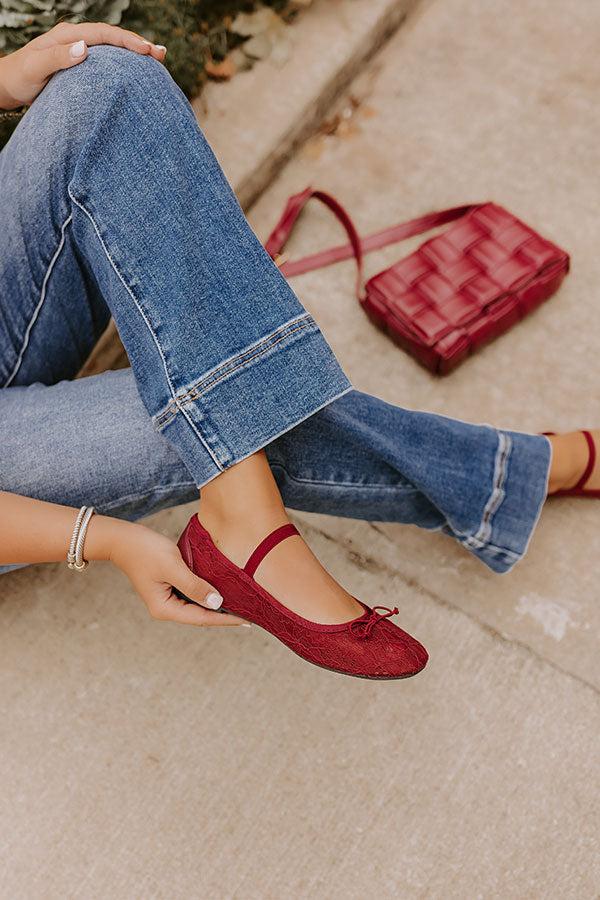 Impressions The Myla Lace Flats In Wine