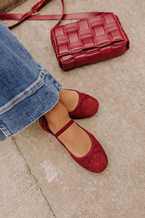 Impressions The Myla Lace Flats In Wine