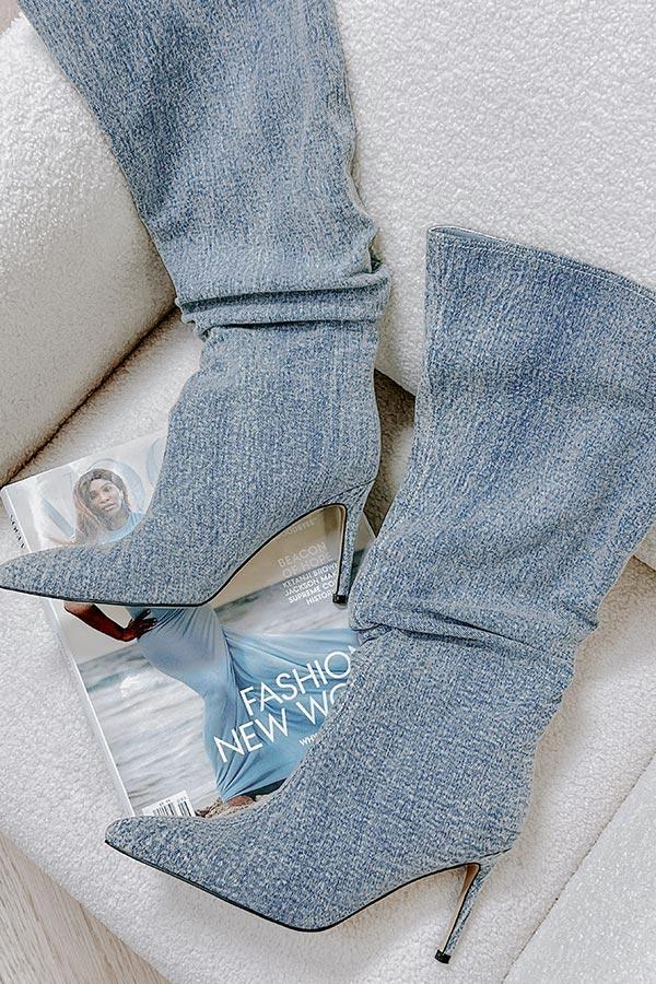 impressions The Raleigh Knee High Denim Boot