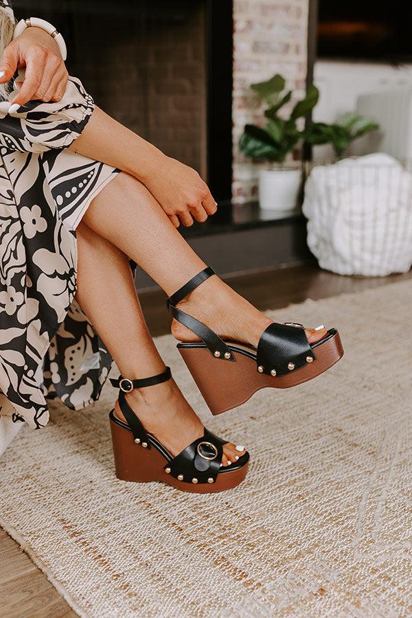 impressions The Trisha Faux Leather Wedge in Black