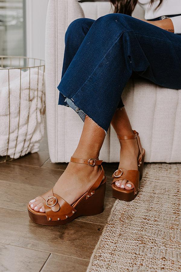 Impressions The Trisha Faux Leather Wedge In Brown