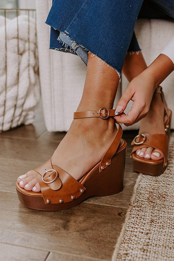 Impressions The Trisha Faux Leather Wedge In Brown