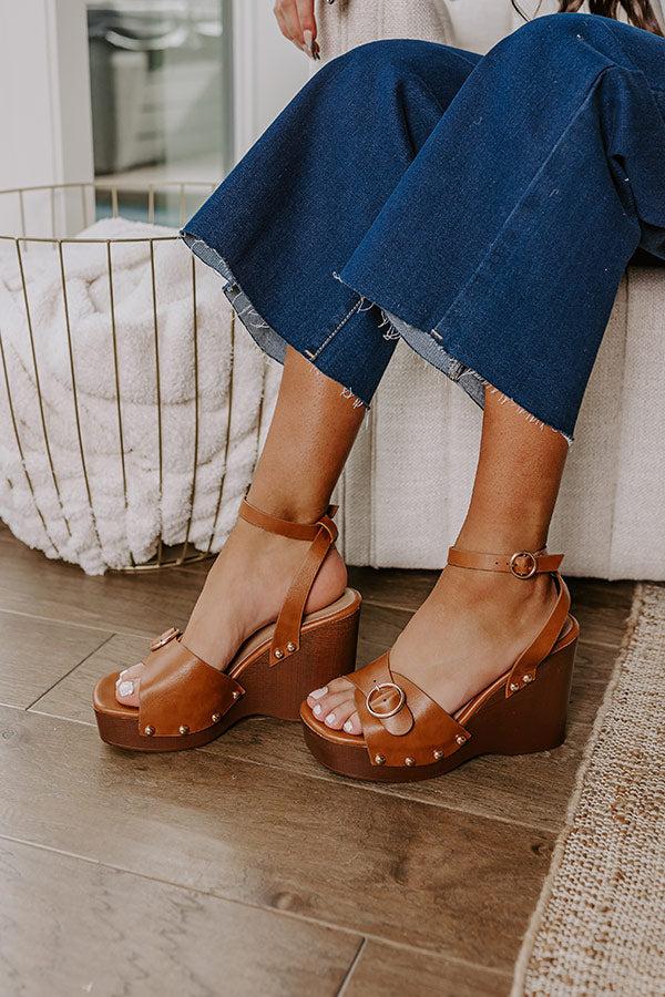 impressions The Trisha Faux Leather Wedge in Brown