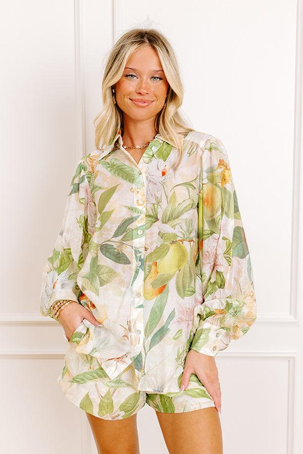Impressions Tropical Bliss Button Up Top