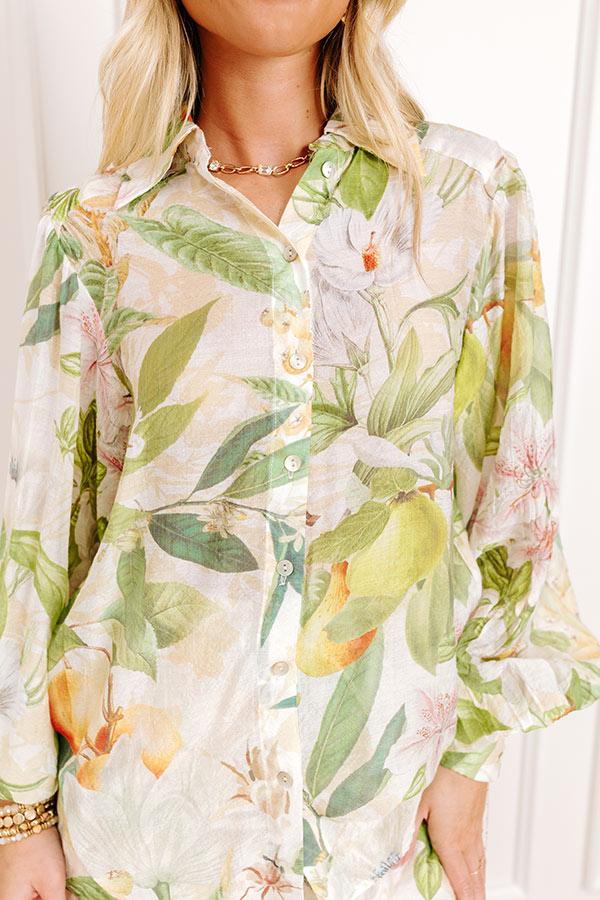 Impressions Tropical Bliss Button Up Top