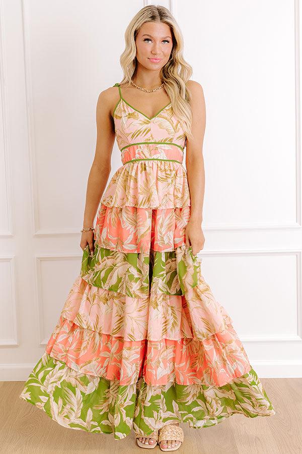 impressions Tropical Daydream Tiered Maxi Dress