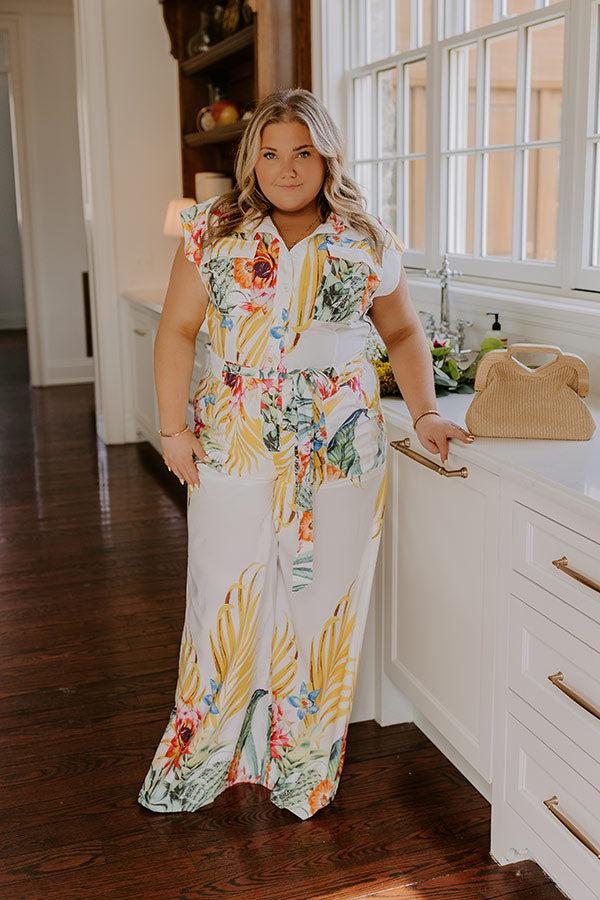 impressions Tropical Tour Jumpsuit in White Curves