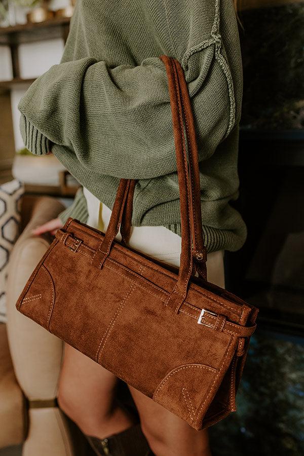 impressions Uptown Charm Faux Suede Purse in Camel