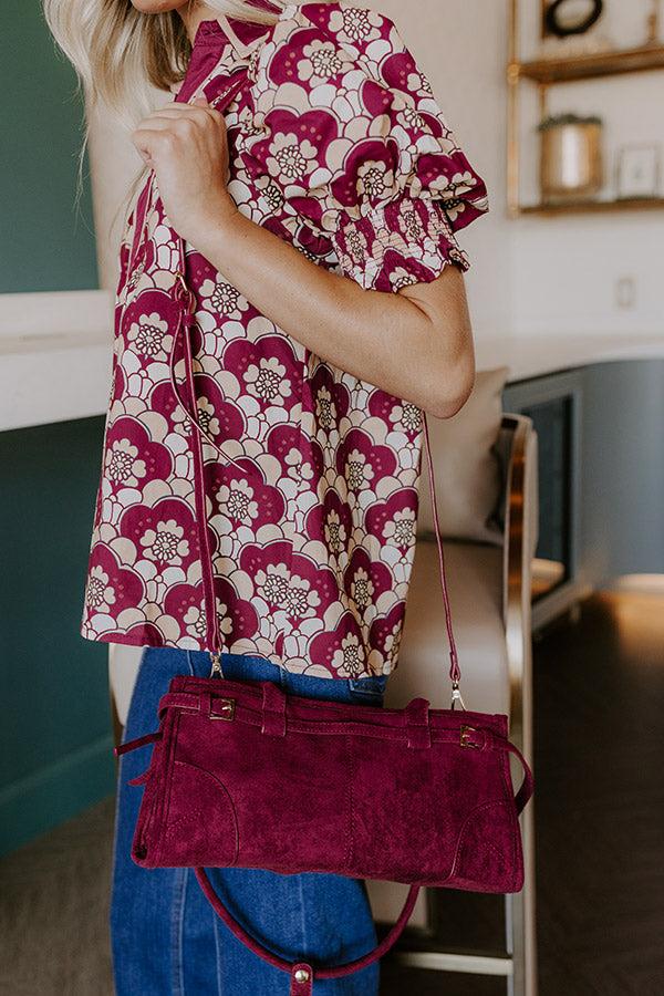 Impressions Uptown Charm Faux Suede Purse In Wine