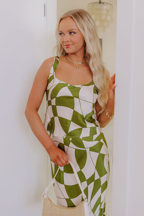 impressions Versailles Vogue Satin Top in Olive