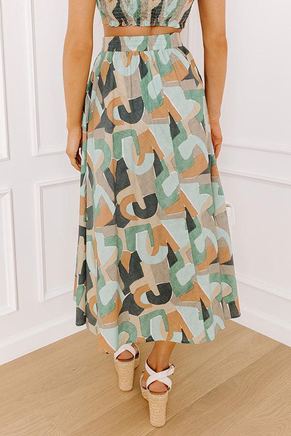 Impressions Vineyard Bound High Waist Midi Skirt