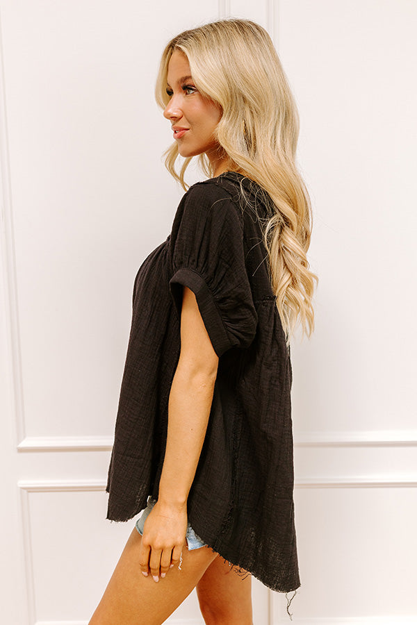 Impressions Vista Views Gauze Top In Black