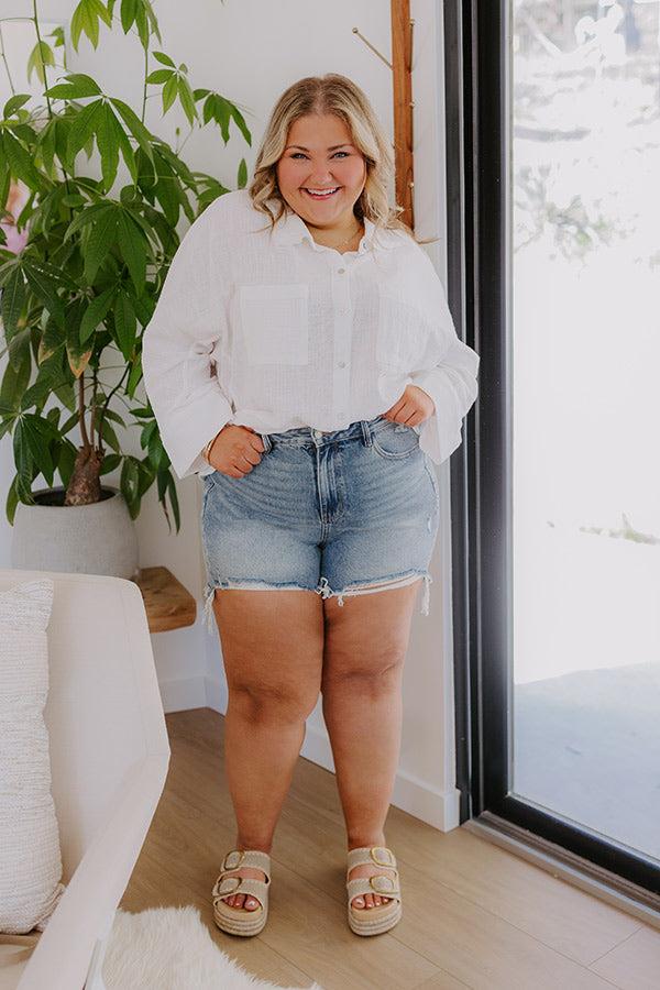 impressions JUDY BLUE Maeve High Waist Distressed Shorts Curves