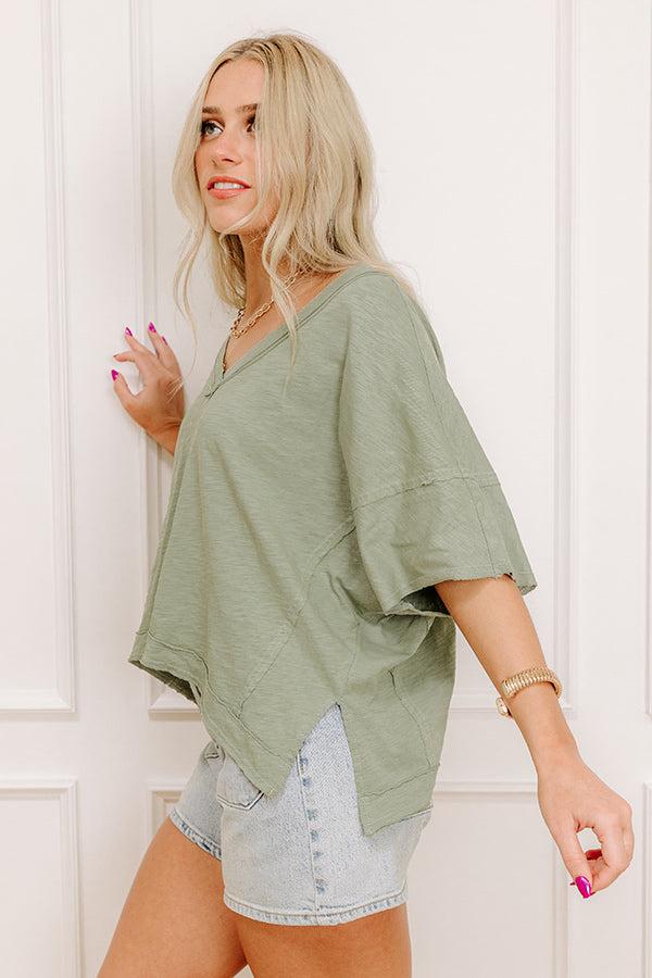 Impressions Keeping It Casual Heathered Tee In Sage