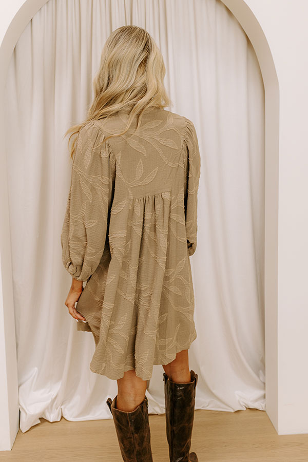 Impressions Kind Smile Jacquard Mini Dress In Taupe