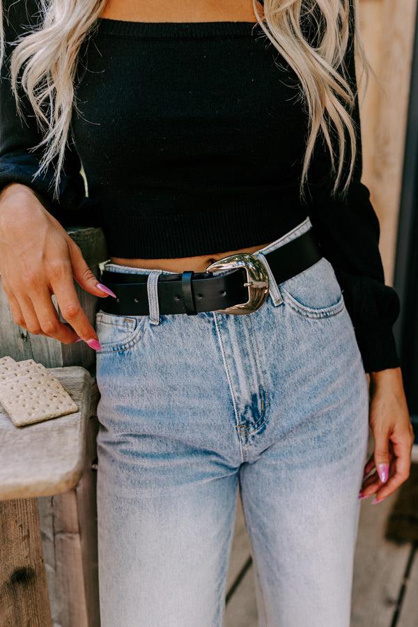 Impressions Leave A Message Faux Leather Belt In Black