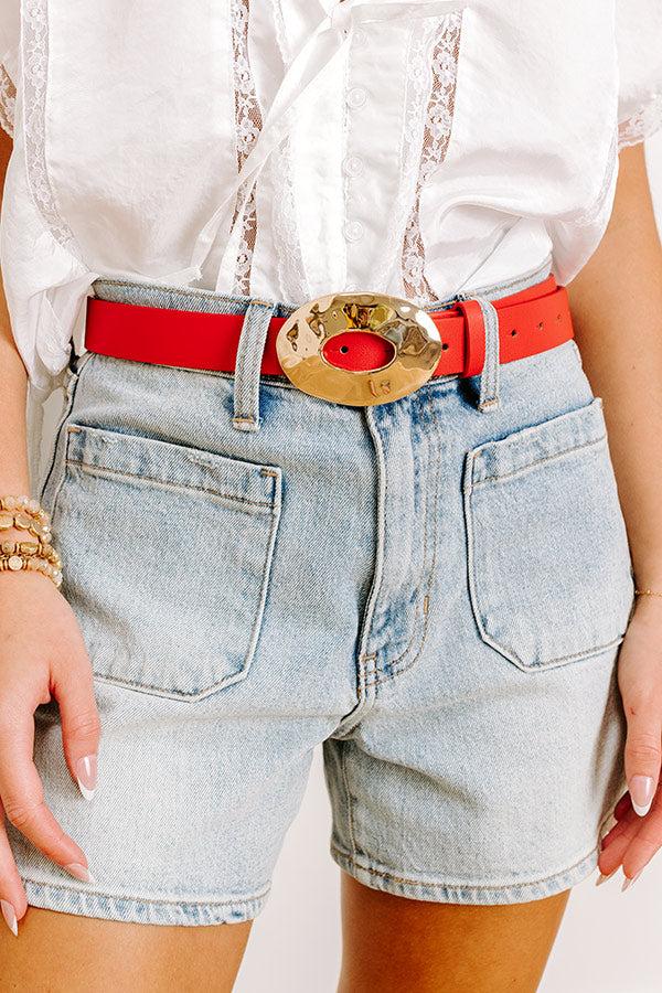 Impressions Luxe Lifestyle Faux Leather Belt In Red