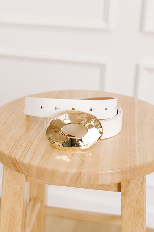 Impressions Luxe Lifestyle Faux Leather Belt In White