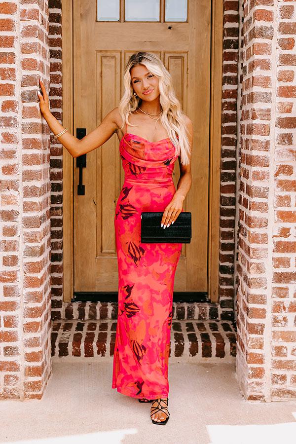 Impressions Luxe Living Mesh Maxi Dress In Dark Rose